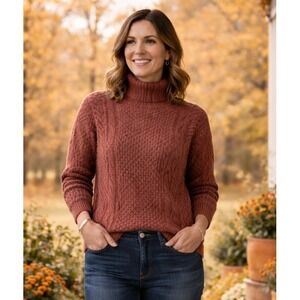 United Arrows Womens Cable Knit Hamilton 100% Lambswool Sweater Sz M Old Money